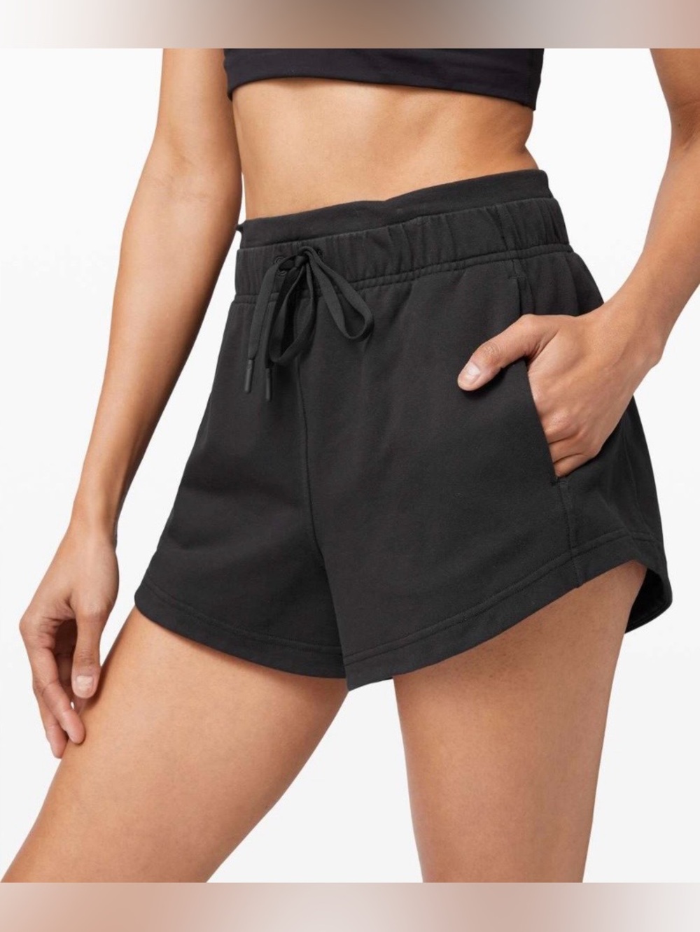 LULULEMON Black Inner Glow Terry Shorts 3”